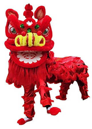 ZONABSQQ Chinois Dragon Costume de Mascotte de Danse du Lion , Accessoires de Danse du Dragon et du Lion , Fête du Nouvel an Chinois , Ensemble de Danse du Lion Adulte Festival Accessoires