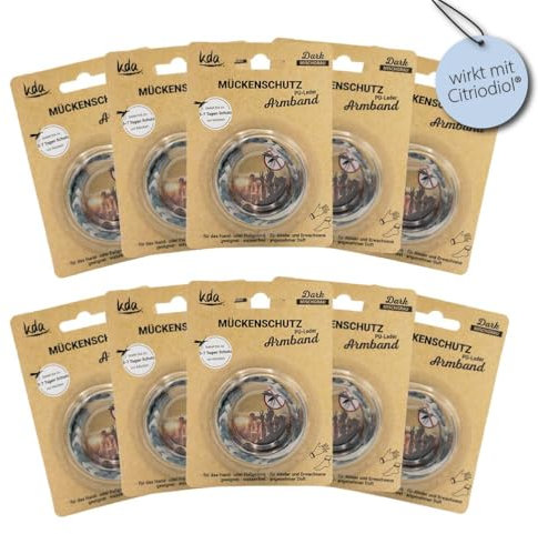 kda Stilvolle PU-Leder Mückenschutzarmbänder Mückenschutzarmband im Sparset - Klassik und Dark Edition Design - Größenverstellbar Camping Urlaub Mückenschutz Outdoor Mücken (Mischgrau 10er Set)