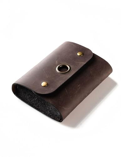 Crazy Horse Craft, Leder Reisetasche, Kabel Organizer, Stone Grey, Kleine Tasche für Laptop Maus, Handy Ladegerät, Elektronik Zubehör, Urlaubs Essentials, Cord Etui, Kosmetiks, Make up Halter