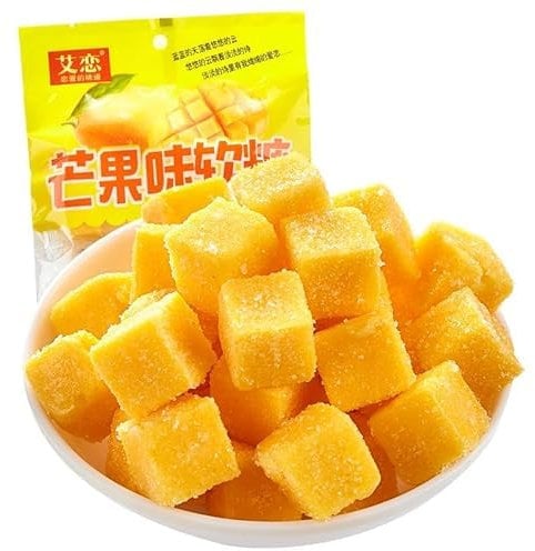 Mango Gummies, Sweet and Sour Fruit Flavored Gummies, Durian Passion Fruit Mixed Candies, Office Candies, Chinese Snacks, Leisure Snacks (Mango gummies,10 bags)