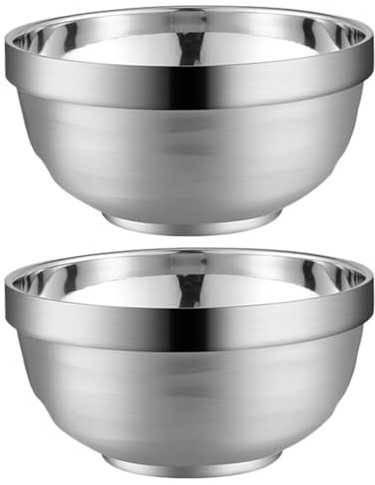 Cabilock Edelstahl Schüssel 13.00Cm Doppelschicht Wellenschüssel Isolierte Salatschüssel Für Pasta Suppe Lebensmittelbehälter Küchenzubehör