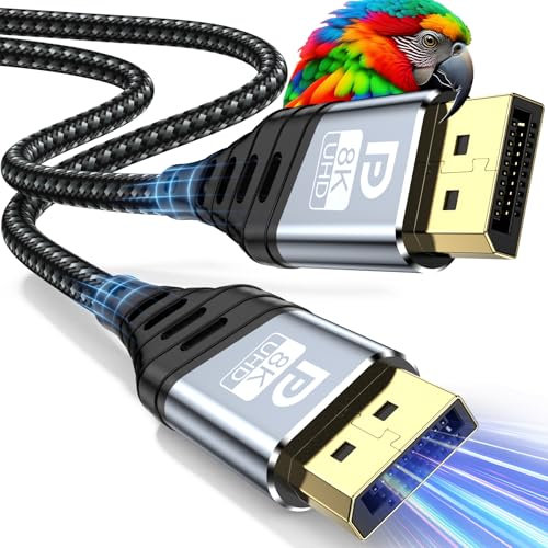 ZEENVIC Cable Displayport 1.4 2M - 8K Cable DP 8K@60Hz, 4K@165Hz,2K@240Hz/165Hz/144Hz, HBR3 32.4Gbps, HDR, DSC 1.2, HDCP 2.2, G-Sync&FreeSync, Compatible con PC Monitor Pantallas de Juego