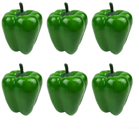 6 Stück realistische Paprika zum Aufhellen für Heimdekoration und Fotografie-Requisiten (gelb)