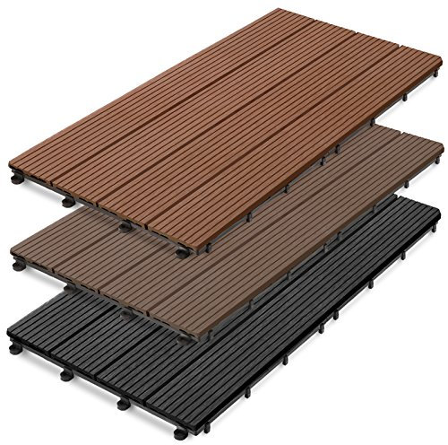 casa pura Dalle Terrasse - Dalles Terrasse Composite | Revêtement Extérieur ou Intérieur | Dalles Clipsables | pour Jardin, Piscine, Balcon | Marron foncé - 60x30cm (11 pièces)