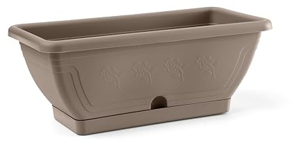 Blim Venezia Blumenkasten mit Untertasse, deep Brown, 50 x 19 x 16 cm