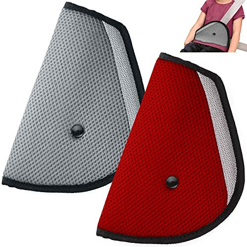 Kinder Seatbelt Adjuster Set von 2, maxin Kindersitzgürtel Sicherheitsabdeckungen - (rot und grau)
