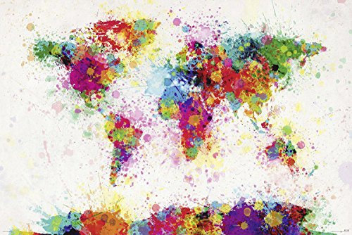 Close Up Michael Tompsett World Map Drop Paint - XXL Weltkarte in Wasserfarben Riesenposter 140 x 100 cm