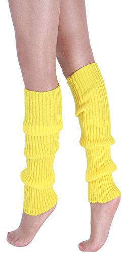 ACVIP Damen Winter Warme Stulpen Einfarbig Gestrickt Beinstulpen Kniestrümpfe(Gelb)