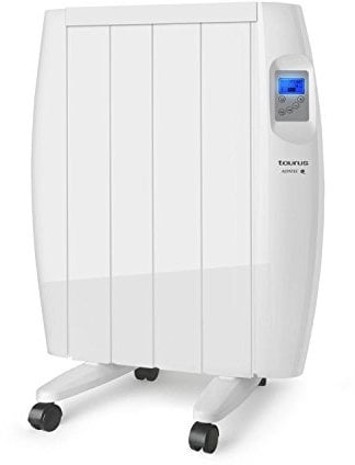 Taurus Tallin 600 - Emisor térmico, Tecnología Seca, Programación Diaria-semanal, Temperatura Hasta 35ºC, Funcionamiento Confort y Económico, Incluye Ruedas y Soporte Pared, 4 Elementos, 600W, Blanco
