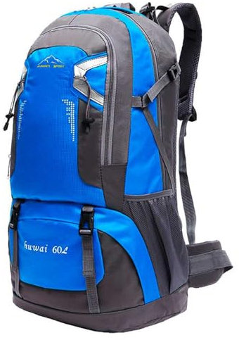 OcioDual Wanderrucksack 60L Blau, Travelite Rucksack, Arbeitsrucksack Herren, Wanderrucksack Herren, Rucksack Wasserdicht, Reiserucksack, Camping, Survival und Outdoor-Sport
