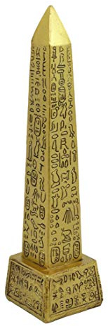 Ebros Gods of Egypt Temple of Ra Gold Colored Luxor Obelisk with Hieroglyphs Statue 18,4 cm hoch Ägyptische Landmark Obelisken Tower Figur