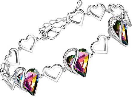 Leafael Infinity Liebe Herz Armband Damen Silber-Ton, Geburtsstein Armbänder für Frauen mit heilenden Kristallen, Allergie-freien Schmuck Damen mit Geschenkbox, 7-Zoll-Kette und 2-Zoll-Verlängerung