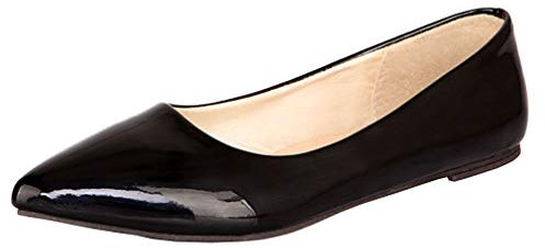 Lovouo Pumps, Ballerinas, für Damen, flach, spitz, für Schuhe, Schwarz - Schwarz - Größe: 38 EU