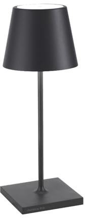 Zafferano, Poldina Pro Mini Lampe, Kabellose, Wiederaufladbare Tischlampe mit Touch Control, Auch für den Außenbereich Geeignet, Dimmer, 2200-3000 K, Höhe 30 cm, Farbe Dunkelgrau