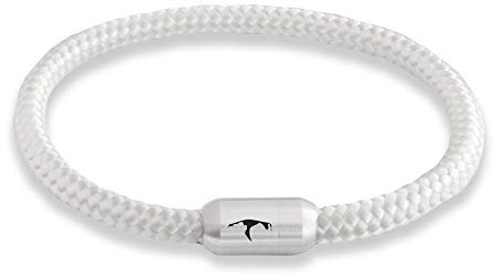 Paris Montana Das Original Sylt Segeltau Wickelarmband Unisex Geflochten Mit Gravur Handmade Hochwertiger Magnetverschluss Durchmesser 6mm (White Satin, 23)