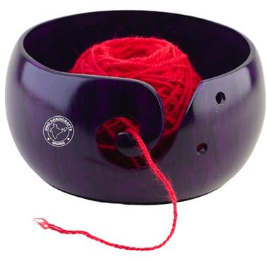 Hind Handicrafts Premium Solid Handmade Crafted Metallic Finish - Aluminium Portable Yarn Storage Bowl - Holder for Knitting Crochet Hook Accessories (6 x 6 x 3, Purple Stone)