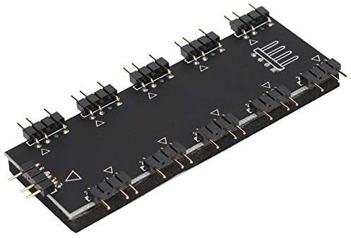 Junluck Simple Operation 10 Channel 12V 4-Pin/5V 3-Pin Motherboard RGB Fan Extension Cable, PC RGB Hub, for PC Desktop Computer Motherboard(5V 3-pin)