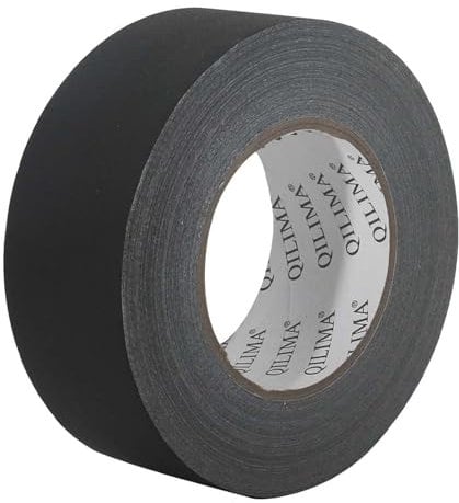 QILIMA Gewebeband Schwarz, 50mm x 55m x 1 Rollen, Matt und Reflexionsfrei, Gaffa Tape, Klebeband mit starker Klebkraft, Black Gaffer Tape, Gewebe-Klebeband, Panzerband