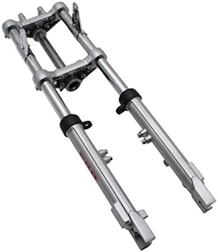 FOURCHE CYCLO EBR POUR PEUGEOT 103-MBK 51 (HYDRAULIQUE ALU ARGENT D28mm) (AVEC FIXATION POUR FREIN A DISQUE) (QUALITE 100% MADE IN ITALY)