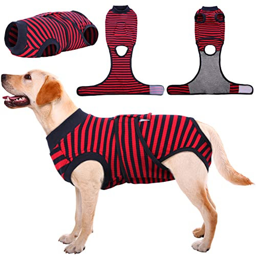 Kuoser Hundebody Nach Op, Hundebody Nach Kastration Rüde Hündin,Hundebody Nach Op Hündin, Atmungsaktiv Body Für Hunde Nach Op,Leckschutz Hund, Anti-Wundlecken Op Body Hund,Rot XL