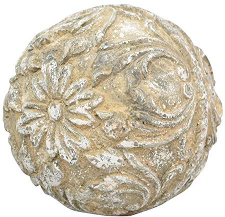 Dio dekorative Deko-Kugel mit floral-nostalgischem Muster beigebraun Shabby Vintage Landhaus Optik (groß ca. 14,5 cm dm)