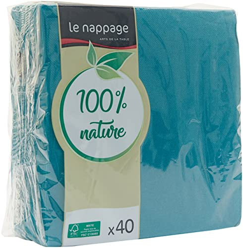 LE NAPPAGE 40 Servietten Tex-Touch, 38 x 38 cm, Enteneiblau, FSC, Zellstoffwatte, Ente Blau, 38cm x 38cm