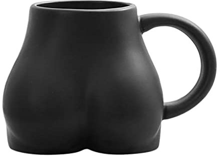 LOVIVER Kaffeetasse Personalisiert Po-Becher 300ML, Kaffeebecher Porzellan Aussehen des Hinterns Lustige Tasse mit Henkel Geschenke für Beste Freunden - Schwarz
