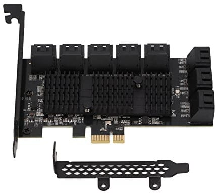 Fdit PCIe SATA Adapter, 16 Port SATA 3.0 Controller PCI Express X1 Expansion Card Compatible with X4/X8/X16 Slot, for Server/2003/Vista/7/8(32/64 bit)/MAC/Linux