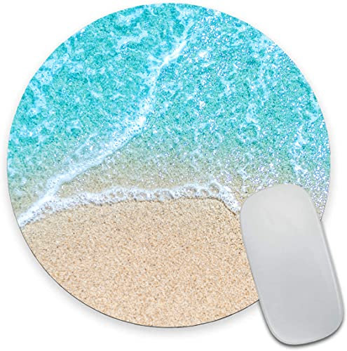 Tapis de souris rond - Imperméable - Petit tapis de souris circulaire en caoutchouc antidérapant - Pour bureau, maison, ordinateur portable, voyage - Bleu - 20,1 x 0,3 cm