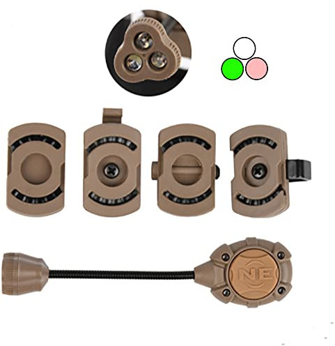 QIRUIMY Taktische Helmlampe MPLS3, weißes Licht / Infrarot / Grün Licht Kopflampe LED Sicherheitssignal Indikator Rettungshelm Taschenlampe (Braun)