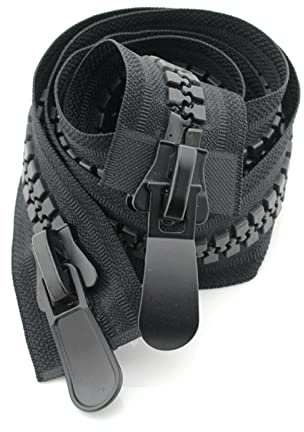 Elegantyl 20-150cm 20# Grande Cerniera in Resina Doppi Cursori Cerniere Aperte per Giacca Tenda Cappotto Fai da Te Indumento Accessori per Il Cucito, Nero, 75cm