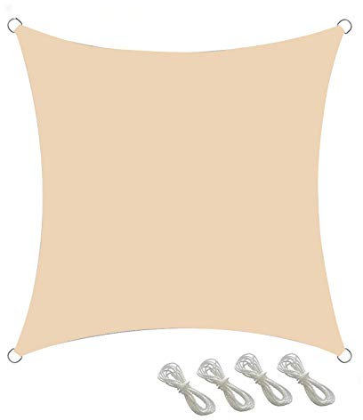 Exception Rectangle Imperméable Voile D'ombrage Auvent Auvent Abri Tissu Écran, 95% Blocage UV Résistant Aux UV Et À l'eau, pour Patio Extérieur Jardin Carport,4m x 4m