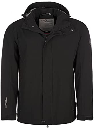 Blue Wave Herren Funktionsjacke Ben Unifarben - Outdoorjacke-Jacke mit abnehmbarer Kapuze in Schwarz Größe XL