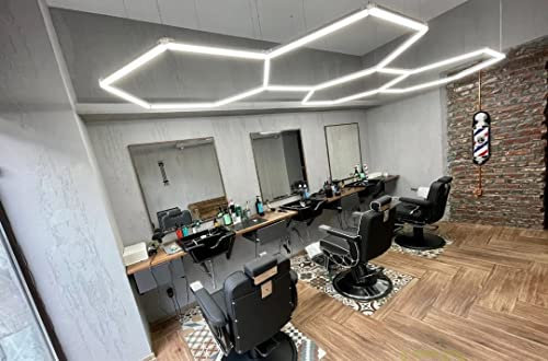 Lampe LED nid d'abeille 4 hexagones éclairage professionnel moderne barber shop lave-auto carrosserie detailing polissage voiture gym plafond mur
