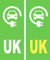 2 x Road Legal UK Car Number plate Stickers V2 UK Green Electric/EV/Hybrid Registration Car Number Plate Self-Adhesive Vinyl for Road Vehicle Car, Van, Lorry, Motorbike