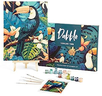 Dabble Malen-nach-Zahlen Kit - Malen nach Zahlen für erwachsene Anfänger mit Leinwandrahmen, Malset für Erwachsene, Blumen Design