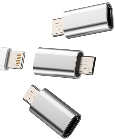 Lightning female to Micro USB male Charging Adapter(3pack)for Apple iPhone power Cable Connector Data Transfer Adaptor Converter micro-usb Port Android Devices Accessories compatible for Samsung S6 S7