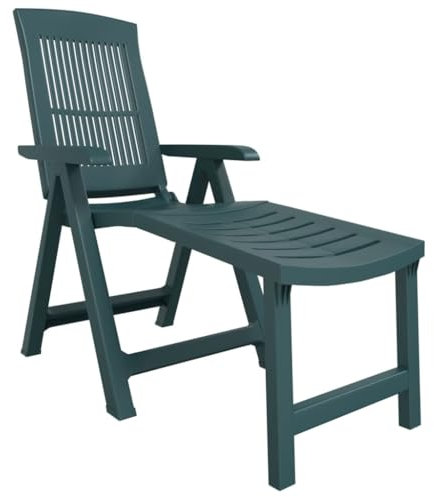 vidaXL Sonnenliege, Gartenliege Klappbar, Relaxliege Verstellbare Rückenlehne, Gartenmöbel Strandliege Liegestuhl, Grün Kunststoff