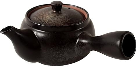 Mino ware Teiera in ceramica giapponese Kyusu Kurobizen nero opaco con infusore, prodotta in Giappone (importazione giapponese) SYK003 (nero opaco)