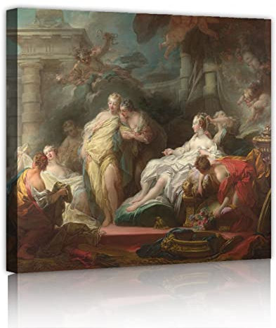 LEFEDA Psyche zeigt ihren Schwestern ihre Geschenke von Amor Leinwandbilder Wandbilder Jean Honore Fragonard berühmte Gemälde für Küchendekor 50x50cm Innenrahmen