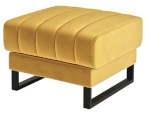 Siblo Pouf Mono - 70 x 70 cm - Modern Fußhocker - Länglich Sofahocker - Sitzhocker - Modern Sitzwürfel - fürs Wohnzimmer und Flur - mit Stahlbeine - Samt - Gelb