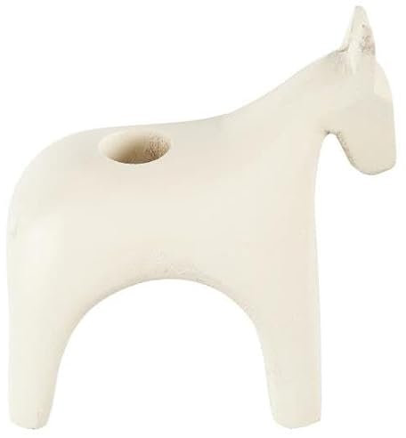 [SA2024/08] Kerzenhalter Pferd f/Stabkerze Holz Offwhite UNIKA handgeschnitzt