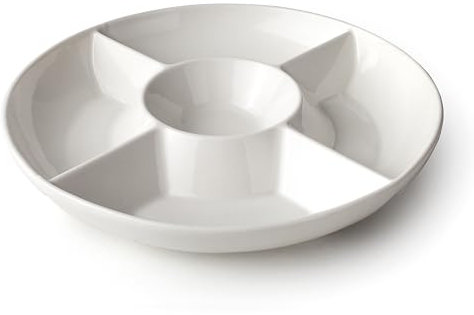 LACOR - 61242 - Plato Porcelana, Plato Blanco Porcelana, Plato Bandeja de Porcelana, 5 Compartimentos, Robusta y Duradera, Fácil Limpieza, Apto para Lavavajillas, Horno y Microondas, Medidas: 25.5 cm