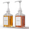 GREYMOUNT ® Lot de 2 distributeurs de sirop - 500 ml - En verre - Avec pompes doseuses - Blanc - Pour café, cocktails et plus encore - Anti-fuite et anti-goutte - Avec 24 étiquettes et entonnoir