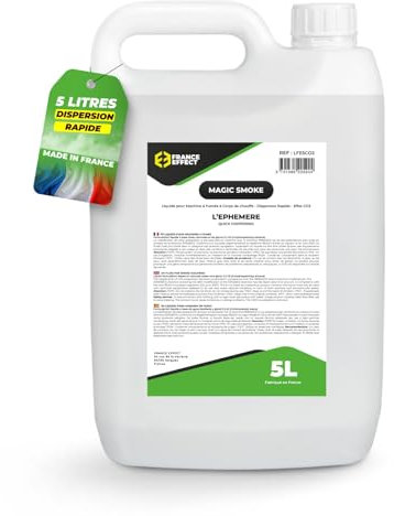 France Effect Liquide pour machine à fumée - EFFET CO2, fumée geyser courte durée - Magic Smoke® 5L - légère, Incolore. Inodore. Fabriqué en France.