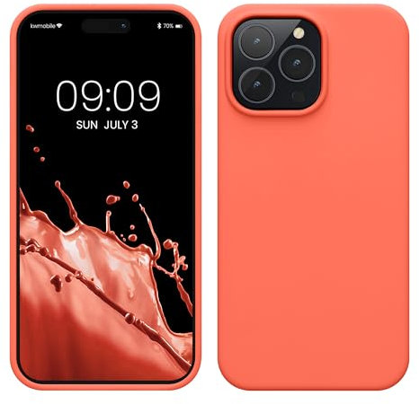 kwmobile Case for iPhone 14 Pro Max Case - Slim Soft TPU Silicone Cover - Works with Wireless Charging - Vivid Coral