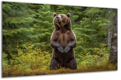 DARO Design - Wand-Bild auf 6mm HDF 70x50 cm Braun-Bär stehend - Wand-Deko Bilder Geschenk