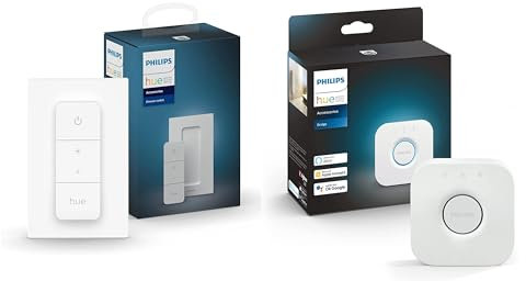 Philips Hue – Dimmschalter EU/UK + Bridge smarte Schaltzentrale zur Steuerung von Hue Smart Home Lampen, kompatibel zur Sprachsteuerung und per App von überall