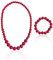 NYGGTYK 1-teilige Perlenkette mit 1-teiligem Perlenarmband, lange Perlenkette, Acryl-Halskette und Armband, Kostümschmuck-Accessoires, Karnevals-Perlenkette und Armband für Damen(rot).