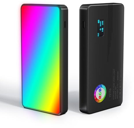 RGB Videoleuchte, 196LEDs Fotografie Licht mit Einstellbare Farbtemperatur & 20 Szenenmodi, 4000mAh Camera Light mit Type-C Ladeanschluss für Selfie-Fill-Licht, Fotografie, Video-Beleuchtung
